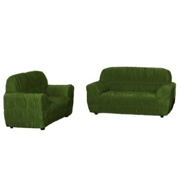 Imagem de Kit 3 e 2 lugares Capa de Sofá Liso em Malha Gel Elásticada Para Sala 