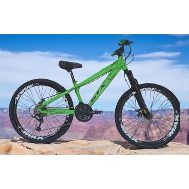 Imagem de Bicicleta 26 Gta Rebel Alumínio Freeride Downhill 21v Aros Vmaxx Freio Disco Pneu Flame (Verde)