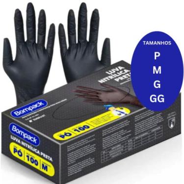 Imagem de Luva Preta Nitrílica GG Bompack - Uso Industrial e Proteção Química - 