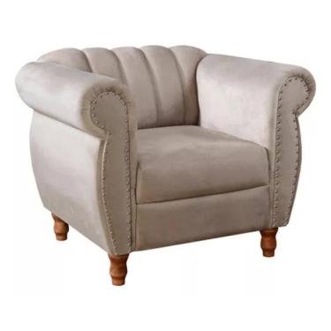 Imagem de Poltrona Chesterfield Realeza Vintage Retrô Veludo Capuccino