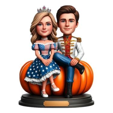 Imagem de Par real de argila personalizada que balança a cabeça da sua foto, ótimo presente para parceiros românticos, família criativa, retratando um livro de histórias encantado, ideal para momentos