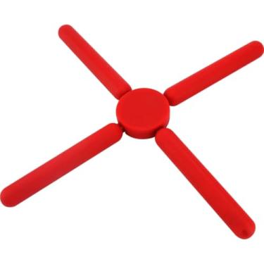 Imagem de Descanso de Panela de Silicone Resistente Dobrável 22cm (Vermelho)