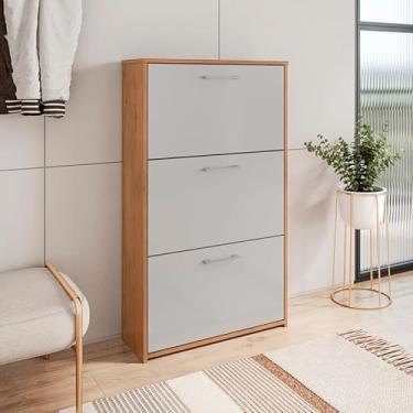 Imagem de Sapateira 3 Portas Armário Multiuso Organizador para Quarto Sala Estante (Off White/Freijó)