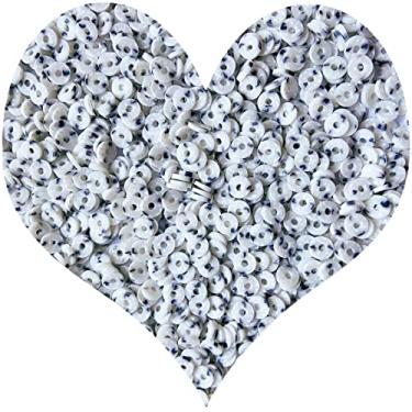 Imagem de Miçangas de argila redondas planas de vinil com contas de polímero de vinil Heishi contas planas redondas de polímero contas planas redondas de argila para fazer joias colar pulseira (23-branco + cinza)