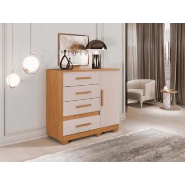 Imagem de Comoda New Florenca 4 Gavetas e 1 Porta Benetil Cinamomo Off