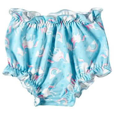 Imagem de Calcinha Biquíni Porta Fralda Bebê Proteção UV 50+ Unicórnios Azul Tip Top