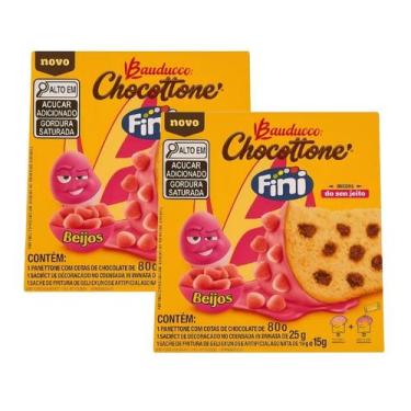 Imagem de 2 Mini Panetone Chocottone Bauducco Mini Fini Beijos 80g