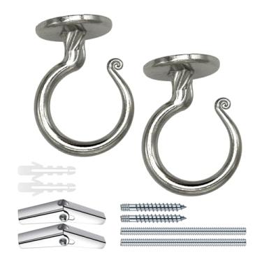 Imagem de Gancho de teto resistente para várias superfícies - suporta 18 kg, versátil para madeira, concreto e drywall, fácil instalação (2, prata)