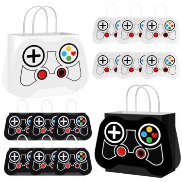 Imagem de Epakh 16 peças de sacos de lembrancinha de festa de videogame, controladores de jogos, papel reutilizável, sacolas de presente com alças para chá de bebê, tema de videogame, suprimentos de aniversário