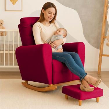 Imagem de Poltrona Amamentação Base Balanço Cecilia Vermelho