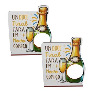 Imagem de Kit 30 Lembrancinhas Porta Bombom Ano Novo Feliz 2026 Mdf - Deliquadro
