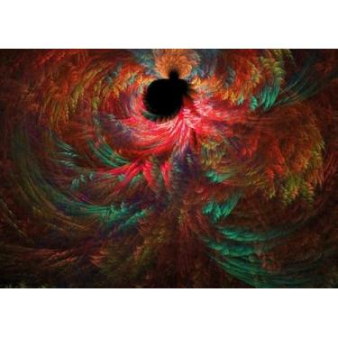 Imagem de Quadro Decorativo com Estampa Fractal Colored Abstract Round Curves And Lines 30 x 30 Vinil 2 unidades