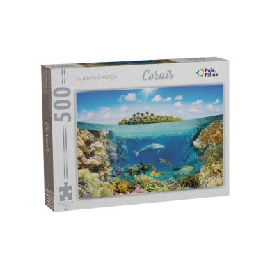 Imagem de Quebra cabeça Corais Fundo do Mar Peixes Golfinho Oceano 500 peças - Puzzle QC Pais e filhos