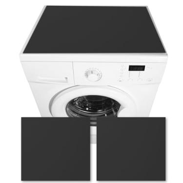 Imagem de 2 peças de capas de lavadora e secadora de diatomita protetor superior antiderrapante capa de máquina de lavar à prova de poeira capas superiores de secadora de roupas 60 × 65 cm (preto)