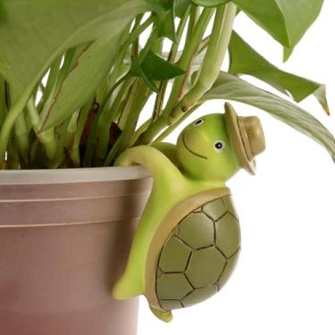 Imagem de DJAPWPX 3 peças de gancho de vaso de tartaruga resistente ao clima, figura de tartaruga, vaso decorativo de resina, escalada, vaso de flores, estatueta para jardim