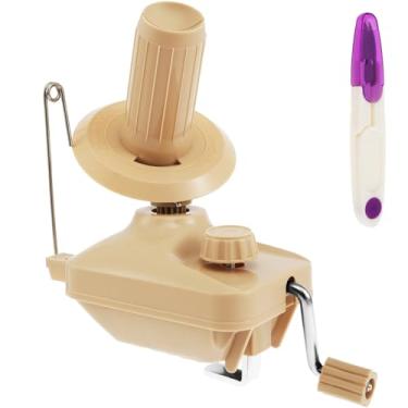 Imagem de Enrolador de fios, enrolador de esferas de fio manual para crochê, giratório de fio com tesoura de cortador de linha, máquina de rolo de fio, suporte de enrolador de lã, enrolador de fio de tricô