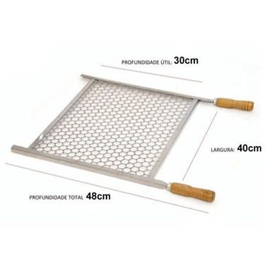 Imagem de Grelha Churrasqueira Churrasco 40Cm X 30Cm Aço Galvanizado