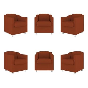 Imagem de Kit 06 Poltronas Tilla Consultório Recepção Sala Suede Balaqui Decor Cor:terracota