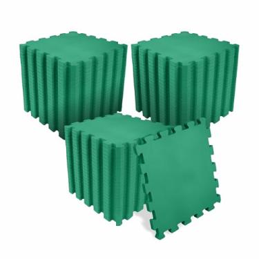 Imagem de SELLER Tapete de Encaixe em EVA – 72 peças 31×31 cm, 5mm espessura, superfície antiderrapante, modular tipo quebra-cabeça, piso infantil, academia (Verde)