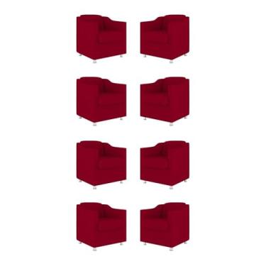 Imagem de Kit 08 Cadeiras Poltronas Decorativas Sala de Espera Clinica Tecido Cor:vermelho