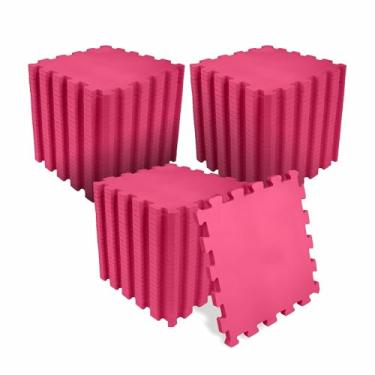 Imagem de SELLER Tapete de Encaixe em EVA – 72 peças 31×31 cm, 5mm espessura, superfície antiderrapante, modular tipo quebra-cabeça, piso infantil, academia (Vermelho)