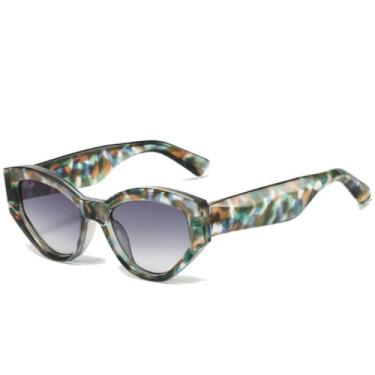 Imagem de Óculos de sol gatinho da moda, armação grossa, feminino, luxuoso, masculino, para dirigir, uso ao ar livre, viagem, UV400 (cinza degradê floral)