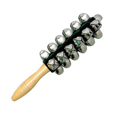 Imagem de harayaa Sino de Natal de Mão com Cabo de Madeira, Instrumento Musical de Percussão Infantil para Apresentações de Ano, Verde