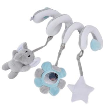 Imagem de GOWENIC Brinquedos de Pelúcia para Carrinho de Animais, Brinquedos Pendurados para Carrinho de Berço de Atividade Em Espiral, Melhoram a Coordenação Mão-olho, para Bebês de 1 Mês ou Mais, Formato Bonito, Viagem Portátil (Elefante Cinzento)