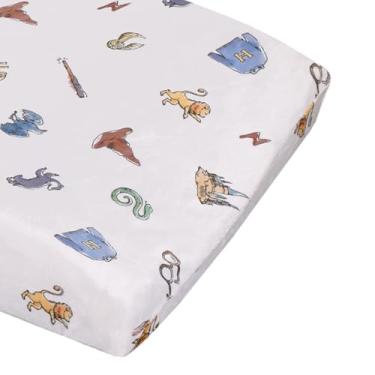 Imagem de Capa de trocador Warner Brothers Harry Potter Welcome Little Wizard azul-marinho, bordô, azul e branco, super macia contornada