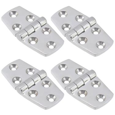 Imagem de Mewutal 4 peças de dobradiças de escotilha de barco de aço inoxidável 7,6 cm x 3,8 cm de substituição de dobradiça de extremidade marinha resistente para navio de iate RV, com parafusos
