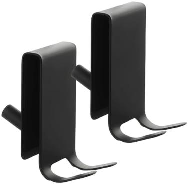 Imagem de Ganchos de porta de chuveiro de aço inoxidável resistentes, pacote com 2 cabides de painel de vidro com acabamento preto moderno, solução de armazenamento de toalhas e acessórios