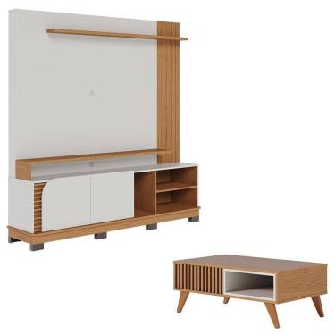 Imagem de Estante Home Theater Jurerê 1.8 Off White Matte Freijó Com Mesa De Centro Jeri Freijó Off White - Colibri