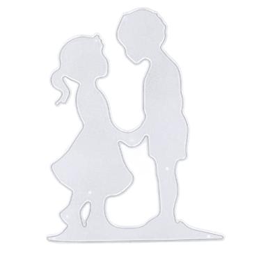 Imagem de Molde de scrapbook de alta dureza, corte de aço carbono, simples, prático, menino, menina, de mãos dadas para artesanato