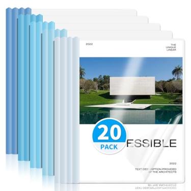 Imagem de WORPSON Pacote com 20, capas de relatório transparentes com barra deslizante para letras e folhas A4 – pastas de apresentação com capacidade para 70 folhas, capas de currículo e fichários de
