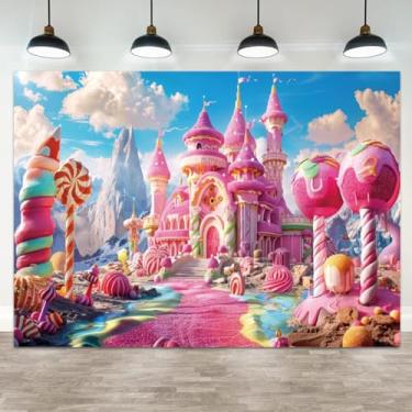 Imagem de ASDCXZ 6 x 3 m fundo de castelo de fantasia rosa doce terra doce casa de doces fotografia fundo chá de bebê menina doce princesa aniversário decorações crianças retrato artístico cabine de fotos