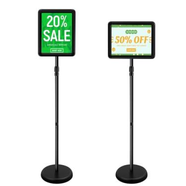 Imagem de Suporte ajustável para cartazes, suporte de placa de alumínio aberto para serviço pesado, suporte de sinalização vertical e horizontal exibido, suporte de exibição de publicidade (preto, 21,6 x 28 cm)