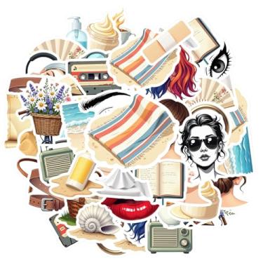 Imagem de 35 peças, praia, verão, moda, lazer, beleza, moda, adesivos, adesivos de beleza, graffiti à prova d'água, vibrante, para celular, guitarra, notebook, mala, laptop, bagagem, scrapbook, diário, adesivo