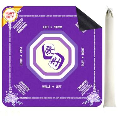 Imagem de Doreimi Mahjong Mat for Men Women with 4 Dices Premium Chinoiserie Noise Reduction Anti Slip Non-Slip Poker Table Mat for Board Games/Card Games/Dominoes, Dry Erase Grid, Holder, Purple 33.4"x33.4"