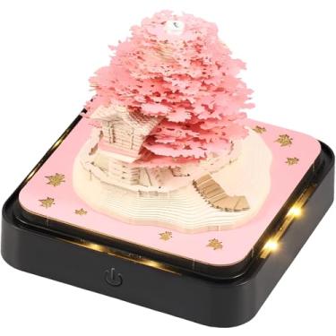 Imagem de Calendário 3D 2025, bloco de rasgo, calendário com luz de LED, calendário rasgável, escultura, calendário de mesa 2025, arte 3D, bloco de notas criativo, presente de artesanato para decoração de mesa