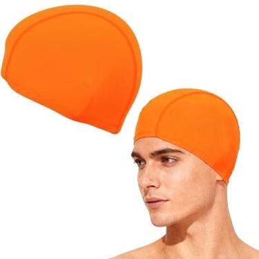 Imagem de Touca de natação unissex clássica de nylon - fácil de colocar/tirar, resistente à água para mulheres e homens