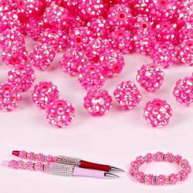 Imagem de 100 contas de strass - contas para canetas com contas, contas focais para canetas com contas, contas espaçadoras para chaveiros, pulseiras artesanais - vermelho rosa