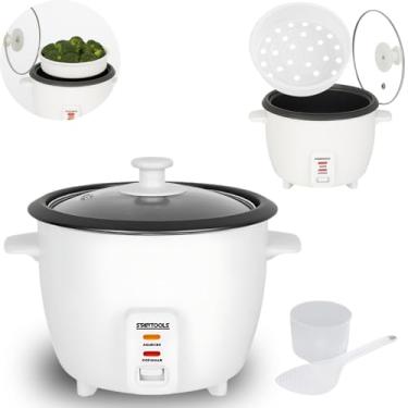 Imagem de Panela Elétrica vapor arroz, capacidade 1,3L, 7 xícaras manter aquecido, panela removível antiaderente, tampa vidro, 220v, branca