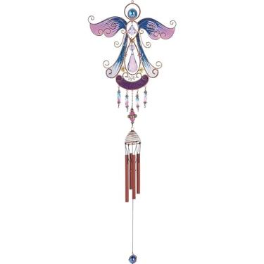 Imagem de ICE ARMOR 84 cm de comprimento roxo anjo cobre e gema sino de vento estátua escultura ornamento decoração jardim ideias de decoração para inauguração de casa, feriados e aniversários. Ótima adição