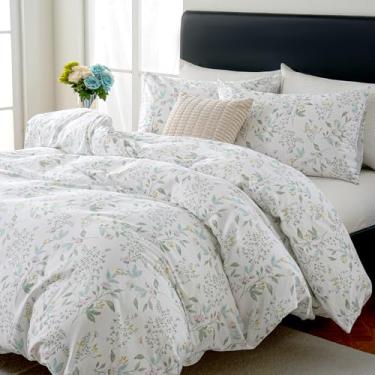 Imagem de Cozaline Conjunto de edredom floral LF Queen Size 100% algodão