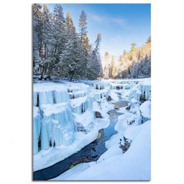 Imagem de Pôster de árvores montanhas impressões em tela arte de parede de neve para casa 1 painéis decorações não ramificadas 30,5 x 20,3 cm