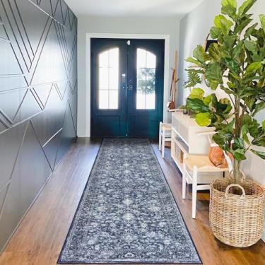 Imagem de KILOCOCO Corredor para corredor 6 x 25 cm tapete floral vintage tapete lavável corredor de cozinha antiderrapante corredor de pilha baixa para corredores tapete de lavanderia tapete boho envelhecido,