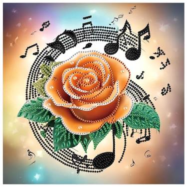 Imagem de Kits de pintura de diamante para adultos, nota rosa, kits de arte de diamante de formato especial 5D para iniciantes, pintura de strass de cristal para decoração de parede de casa, 30 x 30 cm