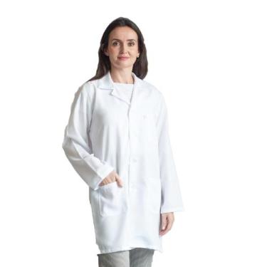 Imagem de Kit 2 Jaleco ¾ Manga Longa Unissex com Gola e 3 Bolsos Branco - Lojalo