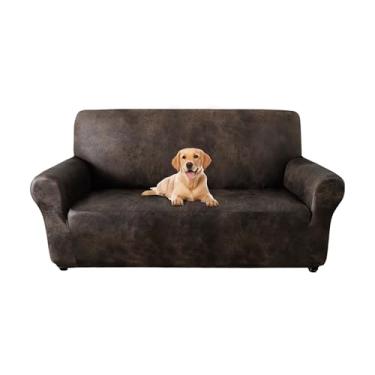 Imagem de ANARACHON Capas de sofá com aparência de couro, capa de sofá superelástica, antiderrapante, largura de até 152 cm, protetor de móveis lavável, 1 capa de sofá para cães, gatos e crianças (namoradeira