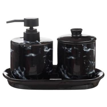 Imagem de Kit Banheiro Lavabo Jogo Porta Sabonete Líquido Bandeja 3 Peças 869 - 